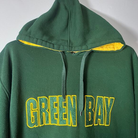 Renegade Green Bay Hoodie XL Green Yellow Pullover Retro NFL Sweatshirt - Picture 4 of 6